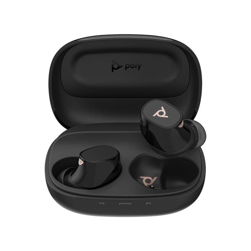 Poly Voyager Free 20 Black Earbuds + Basic Ladeetui True Wireless-In-Ear-Headset, Bluetooth, ANC, Kabelloses Qi-Laden, Schwarz von Poly