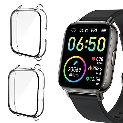 [2 Stück] Polyjoy Hard PC Schutzhülle Kompatibel mit Smartwatch P32 Glory Fit 1,7 Zoll Motast P32/ Nerunsa P32B/ Ordtop P32E1/ Ordtop P32E1/ Togala P32D/Bowost P32D-F//Donerton P. 32, Transparent x 2 von Polyjoy