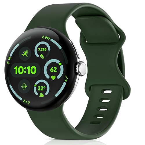 Polyjoy Silikonband Kompatibel mit Google Pixel Watch 3 45mm Armbänder, Weiches Sport Ersatzarmband Kompatibel für Pixel 3 Watch Zubehör Frauen Männer-Grün Polyjoy Silikonband Kompatibel mit Google Pixel Watch 3 45mm Armbänder, Weiches Sport Ersatzarmband Kompatibel für Pixel 3 Watch Zubehör Frauen Männer-Grün von Polyjoy