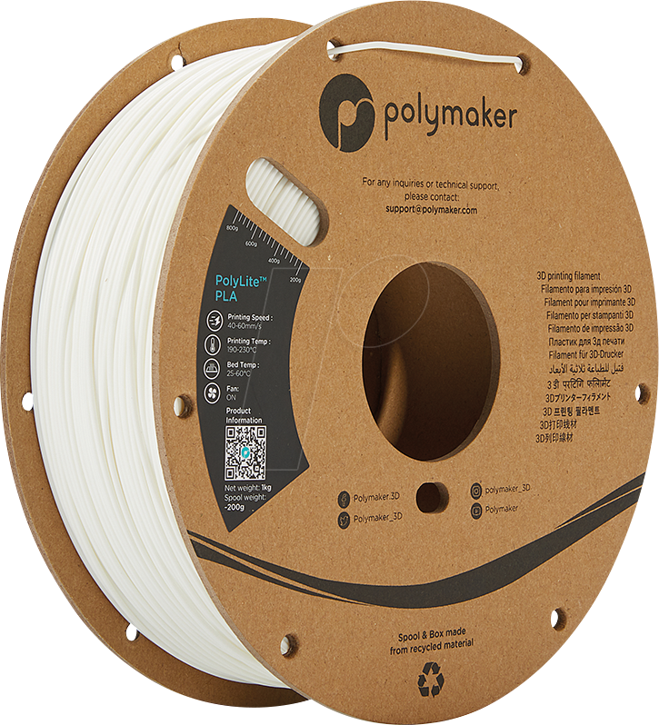POLYMAKER A02002 - Filament - PolyLite PLA 1,75 mm - 1 kg - weiß von Polymaker