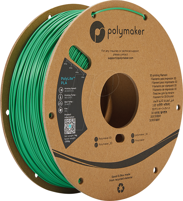 POLYMAKER A02006 - Filament - PolyLite PLA 1,75 mm - 1 kg - grün von Polymaker