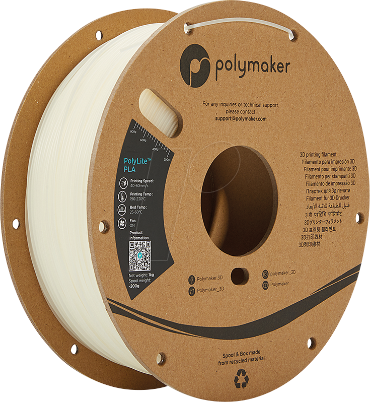 POLYMAKER A02011 - Filament - PolyLite PLA 1,75 mm - 1 kg - natur von Polymaker