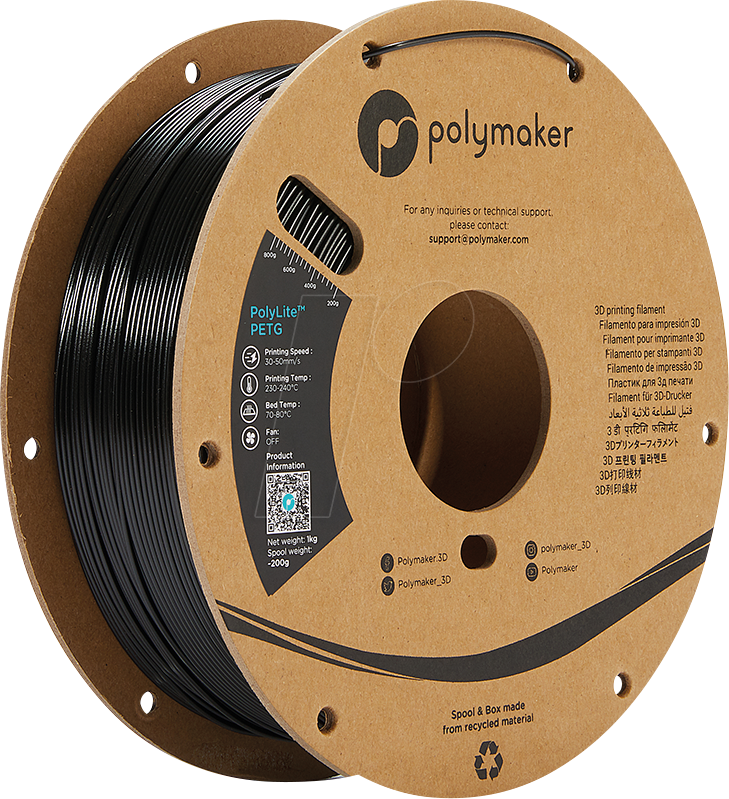 POLYMAKER B01001 - Filament - PolyLite PETG 1,75 mm - 1 kg - schwarz von Polymaker