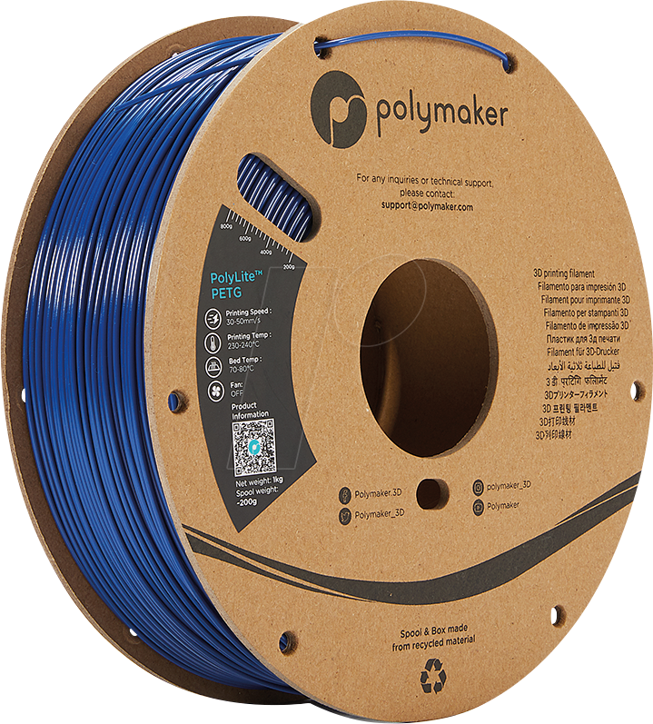 POLYMAKER B01007 - Filament - PolyLite PETG 1,75 mm - 1 kg - blau von Polymaker