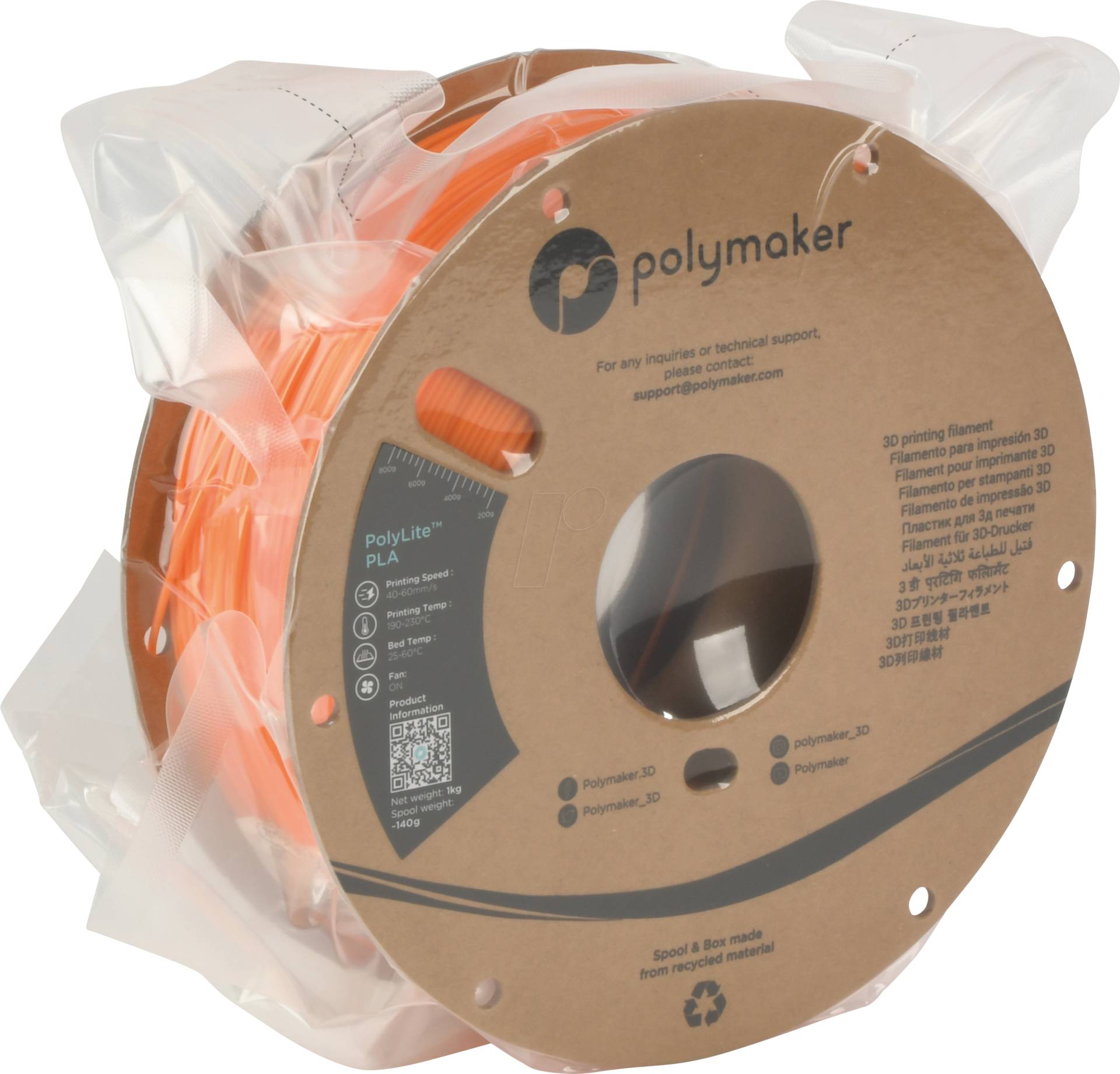 POLYMAKER B01009 - Filament - PolyLite PLA 1,75 mm - 1 kg - orange von Polymaker