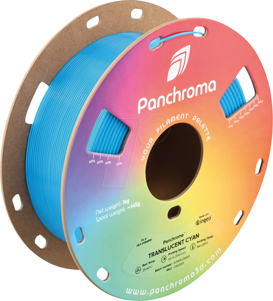 POLYMAKER CA2001 - Filament, Panchroma PLA, Translucent Cyan, 1,75 mm, 1 kg von Polymaker