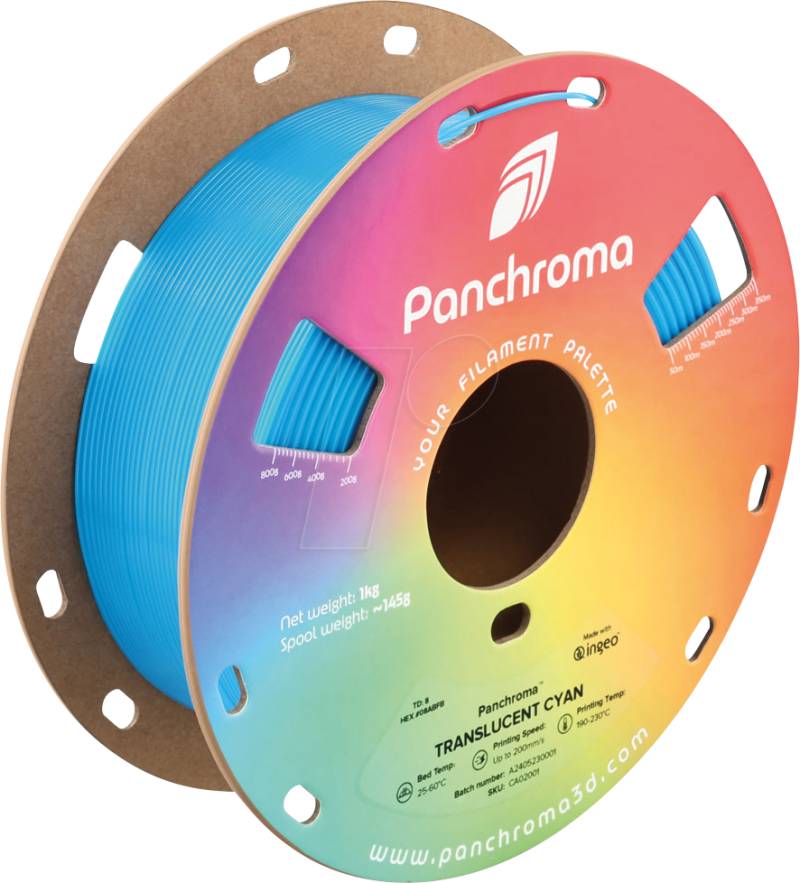 POLYMAKER CA2001 - Filament, Panchroma PLA, Translucent Cyan, 1,75 mm, 1 kg von Polymaker