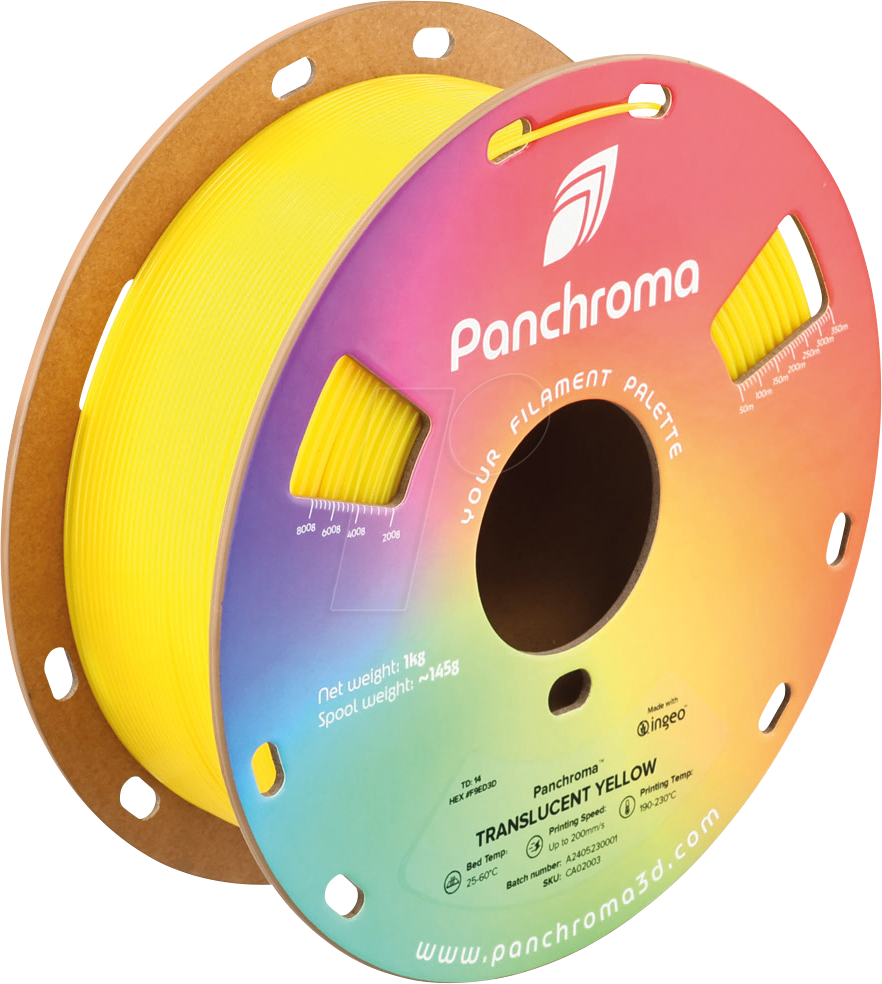 POLYMAKER CA2003 - Filament, Panchroma PLA, Translucent Yellow, 1,75 mm, 1 kg von Polymaker