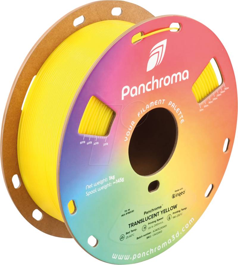 POLYMAKER CA2003 - Filament, Panchroma PLA, Translucent Yellow, 1,75 mm, 1 kg von Polymaker