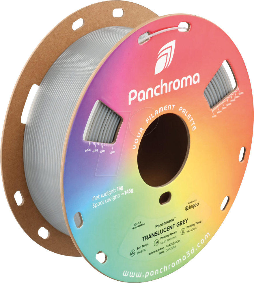POLYMAKER CA2004 - Filament, Panchroma PLA, Translucent Grey, 1,75 mm, 1 kg von Polymaker