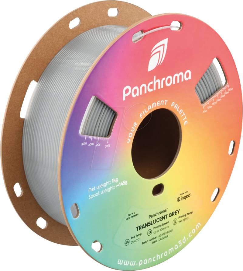 POLYMAKER CA2004 - Filament, Panchroma PLA, Translucent Grey, 1,75 mm, 1 kg von Polymaker