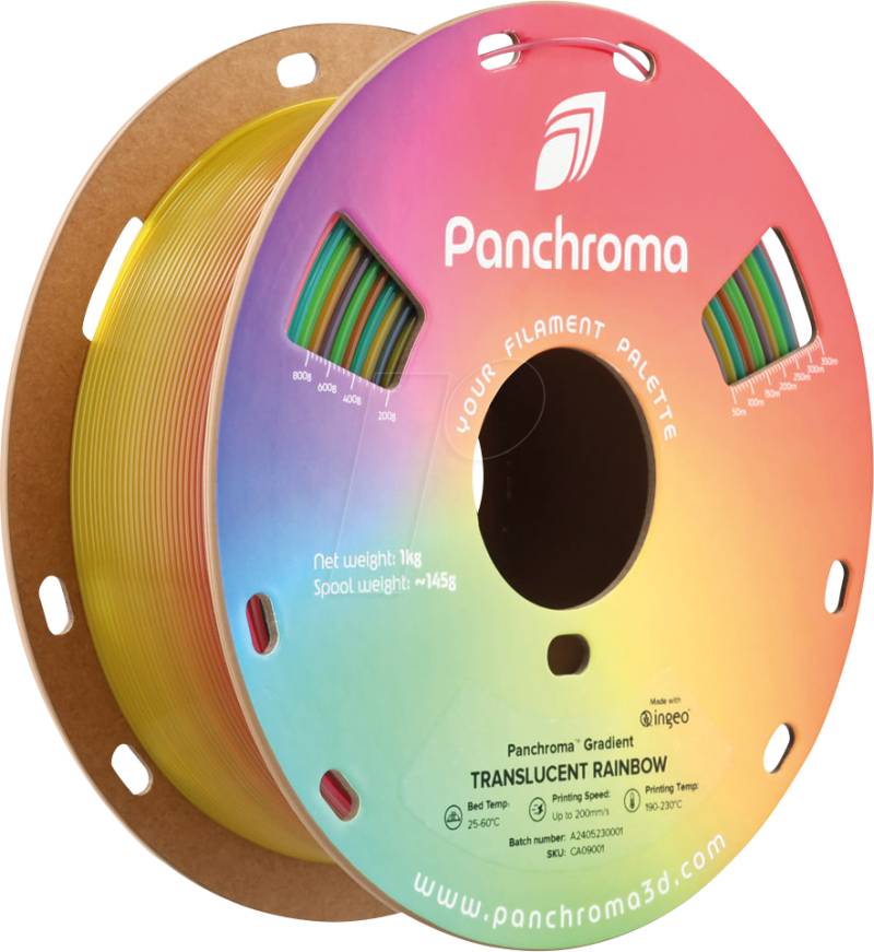 POLYMAKER CA9001 - Filament, Panchroma PLA, Gradient Translucent Rainbow, 1,75 mm, von Polymaker