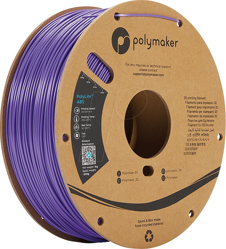 POLYMAKER E01008 - Filament - PolyLite ABS 1,75 mm - 1 kg - violett von Polymaker