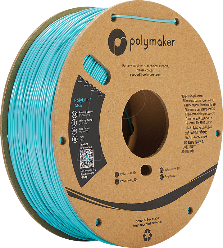 POLYMAKER E01010 - Filament - PolyLite ABS 1,75 mm - 1 kg - blaugrün von Polymaker