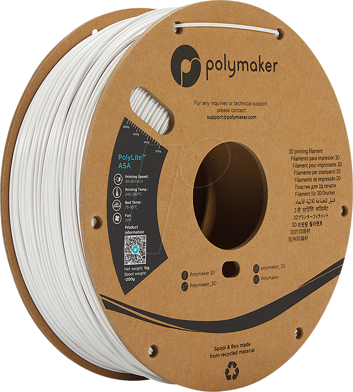 POLYMAKER F01002 - Filament - PolyLite ASA 1,75 mm - 1 kg - weiß von Polymaker