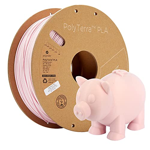 Polymaker 70867 PolyTerra PLA Filament PLA geringerer Kunststoffgehalt 1.75mm 1000g Pastell-Rosa 1St von Polymaker