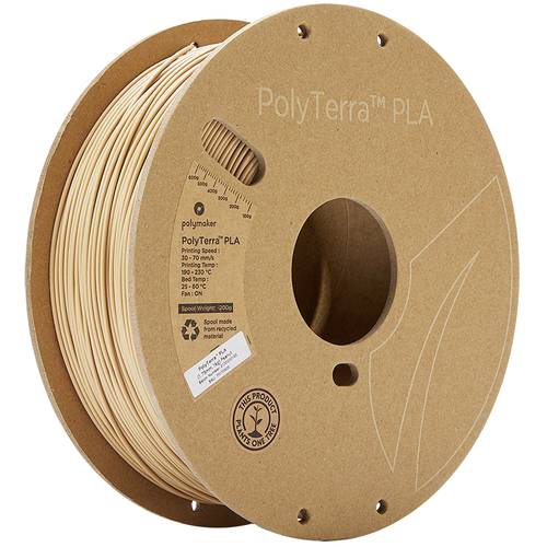 Polymaker 70909 PolyTerra Filament PLA geringerer Kunststoffgehalt 1.75mm 1000g Nuss-Braun 1St. von Polymaker