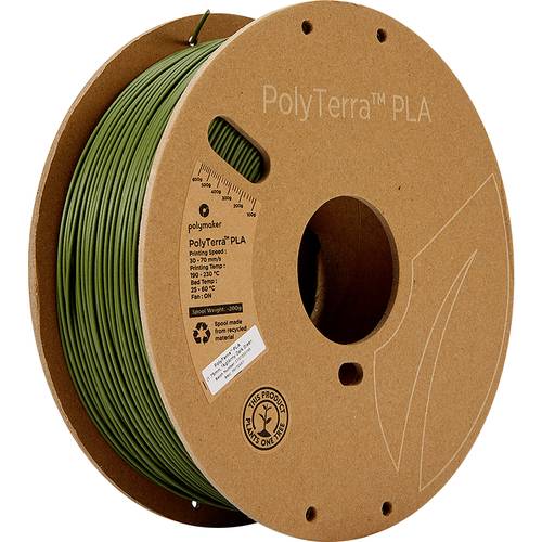 Polymaker 70957 PolyTerra Filament PLA geringerer Kunststoffgehalt 1.75mm 1000g Militär Dunkelgrün von Polymaker
