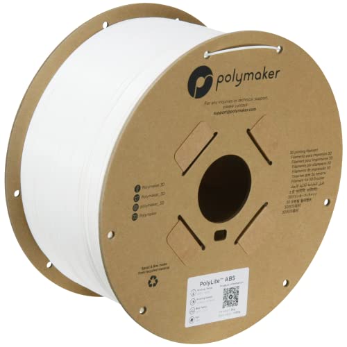 Polymaker ABS-Filament, 1,75 mm, weißes ABS, 3 kg, hitzebeständige ABS-Kartonspule – PolyLite ABS-3D-Filament, 1,75 mm, weißes Filament von Polymaker