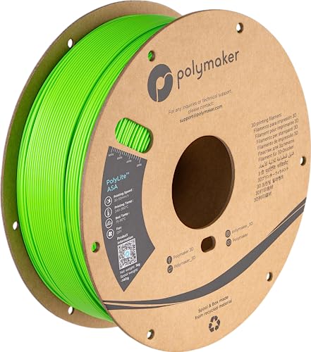 Polymaker ASA Filament 1,75 mm Pop Green, 1 kg ASA 3D-Drucker-Filament, hitze- und wetterbeständig, ASA 3D-Filament, perfekt zum Drucken von Outdoor-Funktionsteilen, Maßgenauigkeit +/- 0,03 mm von Polymaker