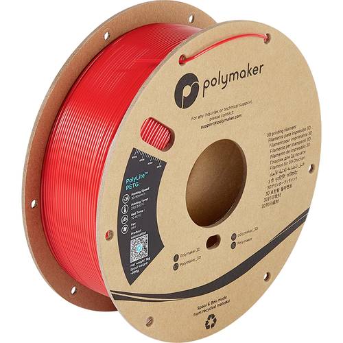 Polymaker PB01004 PolyLite Filament PETG hitzebeständig, hohe Zugfestigkeit 1.75mm 1000g Rot 1St. Polymaker PB01004 PolyLite Filament PETG hitzebeständig, hohe Zugfestigkeit 1.75mm 1000g Rot 1St. von Polymaker