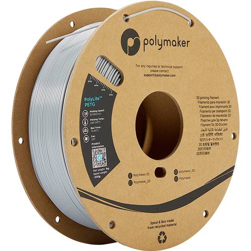 Polymaker PB01016 PolyLite Filament PETG hitzebeständig, hohe Zugfestigkeit 2.85mm 1000g Grau 1St. von Polymaker