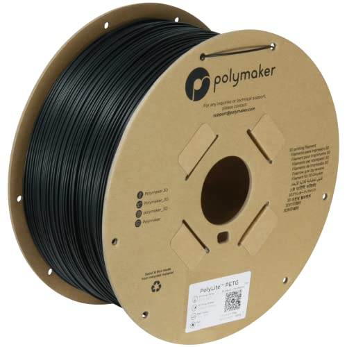 Polymaker PB01043 Filament PETG hitzebeständig, hohe Zugfestigkeit 1.75mm 3000g Schwarz PolyLite™ von Polymaker