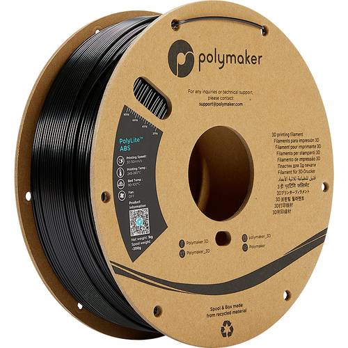 Polymaker PE01011 PolyLite Filament ABS geruchsarm 2.85mm 1000g Schwarz 1St. Polymaker PE01011 PolyLite Filament ABS geruchsarm 2.85mm 1000g Schwarz 1St. von Polymaker