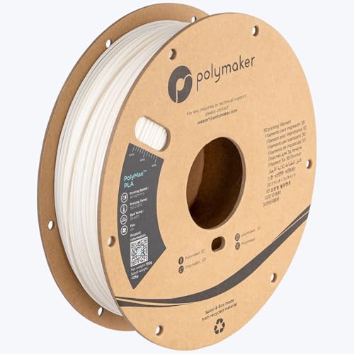 Polymaker Tough PLA 1,75 mm 3D-Drucker-Filament, 750 g weißes PLA-Filament, Kartonspule – PolyMax PLA 1,75 weißes Filament härter als PLA+ 3D-Filament, hohe Schlagfestigkeit für funktionelle Anwendung von Polymaker