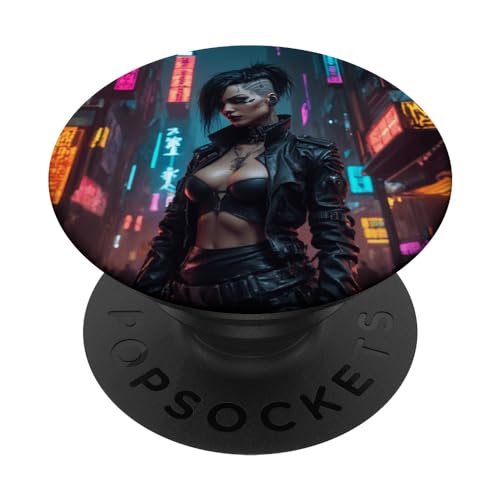 Cyberpunk Gothic Aesthetic Futuristisch Grafik Design Print PopSockets mit austauschbarem PopGrip von Polymerched Cyberpunk