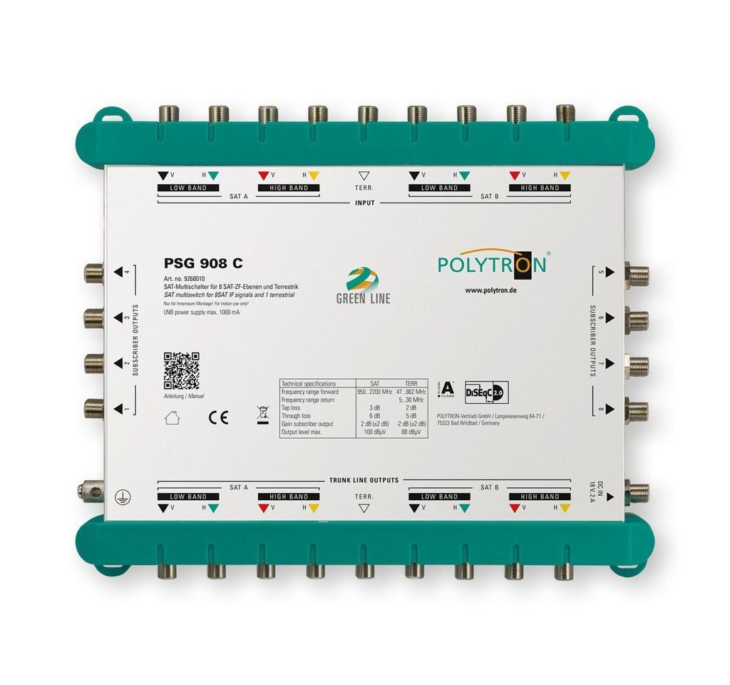 Polytron SAT-Multischalter PSG 908 C, (zusätzliches Polytron Netzteil NG 18/2000F wird benötigt) von Polytron