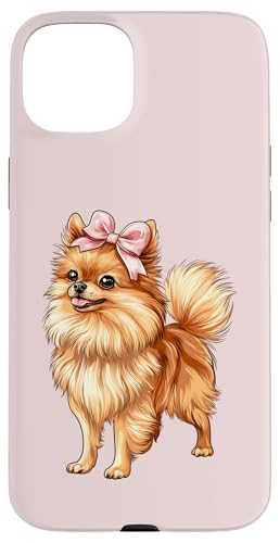 Pommersche Hundemama mit Schleife und rosa Schleife für Mädchen Hülle für iPhone 15 Plus von Pomeranian Dog Coquette Aesthetic Women Clothing