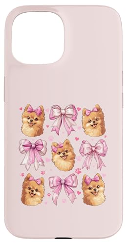 Pommersche Hundemama mit Schleife und rosa Schleife für Mädchen Hülle für iPhone 15 von Pomeranian Dog Coquette Aesthetic Women Clothing