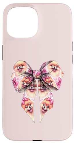 Pommersche Hundemama mit Schleife und rosa Schleife für Mädchen Hülle für iPhone 15 von Pomeranian Dog Coquette Aesthetic Women Clothing