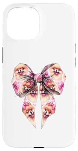 Pommersche Hundemama mit Schleife und rosa Schleife für Mädchen Hülle für iPhone 15 von Pomeranian Dog Coquette Aesthetic Women Clothing
