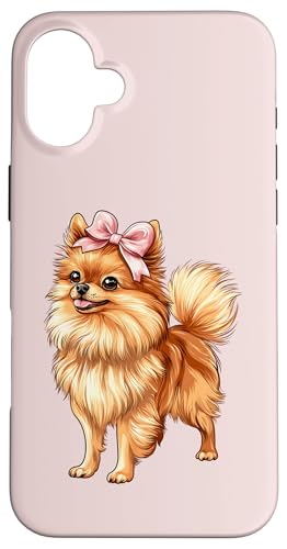 Pommersche Hundemama mit Schleife und rosa Schleife für Mädchen Hülle für iPhone 16 Plus von Pomeranian Dog Coquette Aesthetic Women Clothing