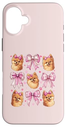 Pommersche Hundemama mit Schleife und rosa Schleife für Mädchen Hülle für iPhone 16 Plus von Pomeranian Dog Coquette Aesthetic Women Clothing