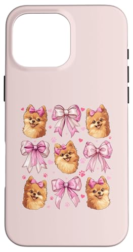 Pommersche Hundemama mit Schleife und rosa Schleife für Mädchen Hülle für iPhone 16 Pro Max von Pomeranian Dog Coquette Aesthetic Women Clothing