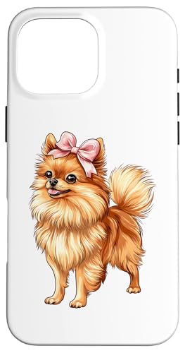 Pommersche Hundemama mit Schleife und rosa Schleife für Mädchen Hülle für iPhone 16 Pro Max von Pomeranian Dog Coquette Aesthetic Women Clothing