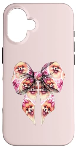 Pommersche Hundemama mit Schleife und rosa Schleife für Mädchen Hülle für iPhone 16 von Pomeranian Dog Coquette Aesthetic Women Clothing