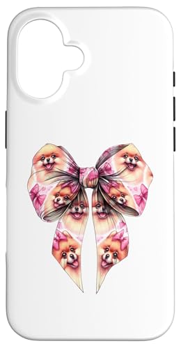 Pommersche Hundemama mit Schleife und rosa Schleife für Mädchen Hülle für iPhone 16 von Pomeranian Dog Coquette Aesthetic Women Clothing