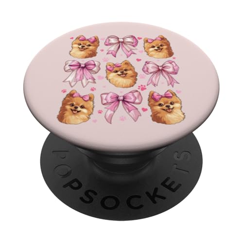 Pommersche Hundemama mit Schleife und rosa Schleife für Mädchen PopSockets Klebender PopGrip von Pomeranian Dog Coquette Aesthetic Women Clothing