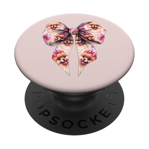 Pommersche Hundemama mit Schleife und rosa Schleife für Mädchen PopSockets Klebender PopGrip von Pomeranian Dog Coquette Aesthetic Women Clothing