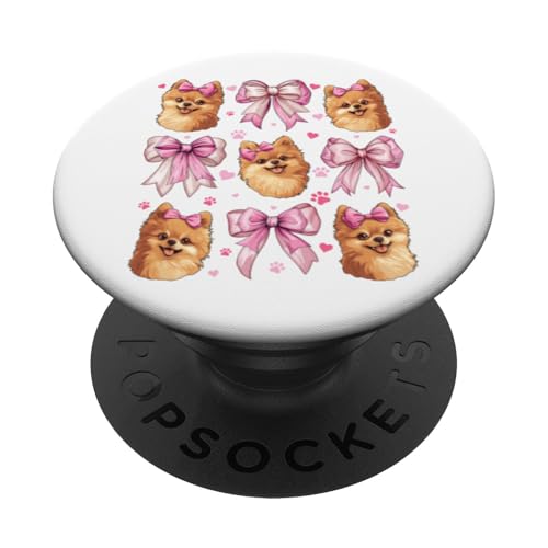Pommersche Hundemama mit Schleife und rosa Schleife für Mädchen PopSockets Klebender PopGrip Pommersche Hundemama mit Schleife und rosa Schleife für Mädchen PopSockets Klebender PopGrip von Pomeranian Dog Coquette Aesthetic Women Clothing