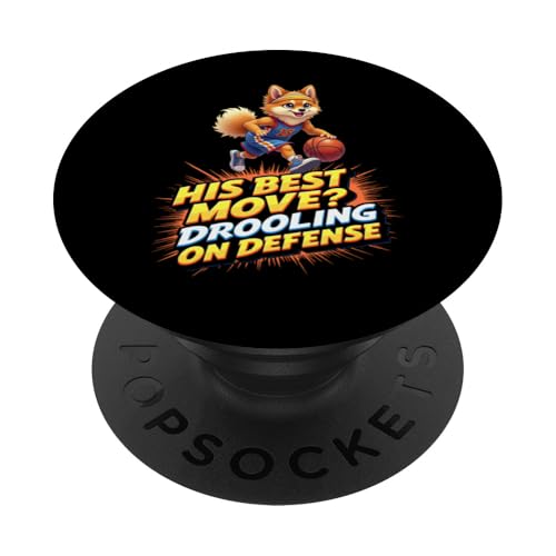 Lustiges Basketball-Geschenk für Zwergspitz-Hundeliebhaber PopSockets Klebender PopGrip von Pomeranian Fun Designs