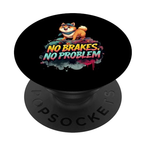 Lustiges Skateboard-Geschenk für Zwergspitz-Hundebesitzer PopSockets Klebender PopGrip von Pomeranian Fun Designs