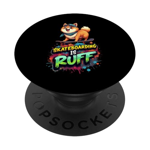 Lustiges Skateboard-Geschenk für Zwergspitz-Hundebesitzer PopSockets Klebender PopGrip von Pomeranian Fun Designs