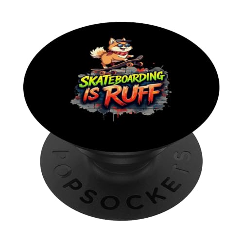 Lustiges Skateboard-Geschenk für Zwergspitz-Hundebesitzer PopSockets Klebender PopGrip von Pomeranian Fun Designs