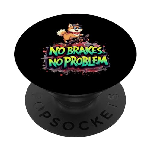 Lustiges Skateboard-Geschenk für Zwergspitz-Hundebesitzer PopSockets Klebender PopGrip von Pomeranian Fun Designs