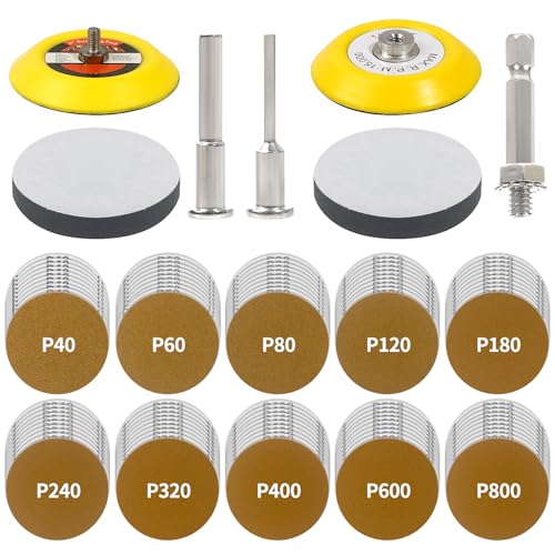 Pomsare Schleifscheiben 75mm Klett, 106 Stück Schleifpad Polieraufsatz Akkuschrauber, Schleifaufsatz für Dremel Zubehör Bohrmaschine Plates von Pomsare